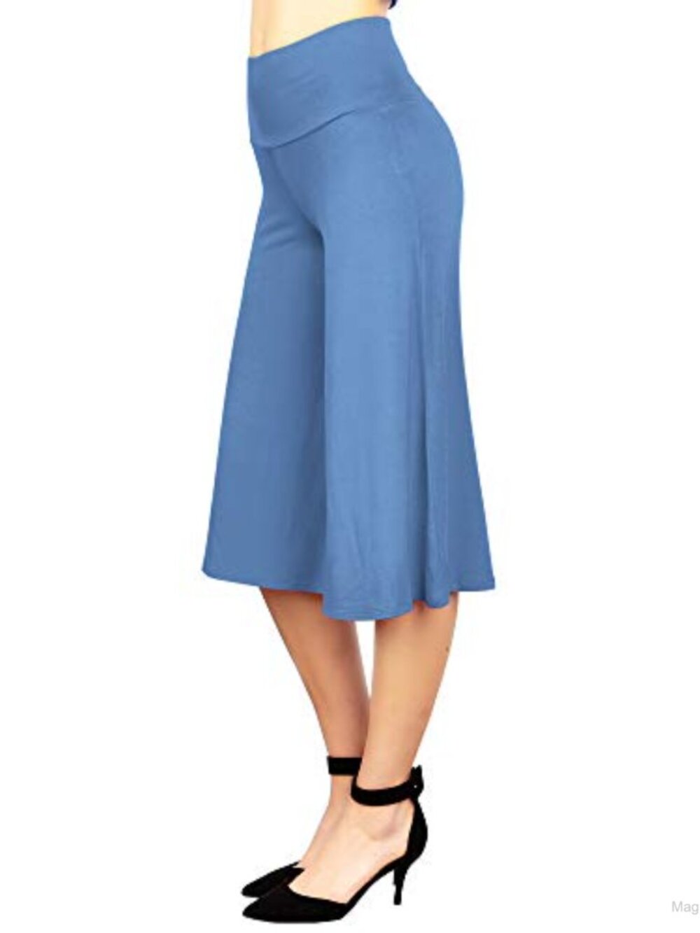 High Waist Wide Leg Palazzo Gaucho Capri Pants Stretch Pull-On